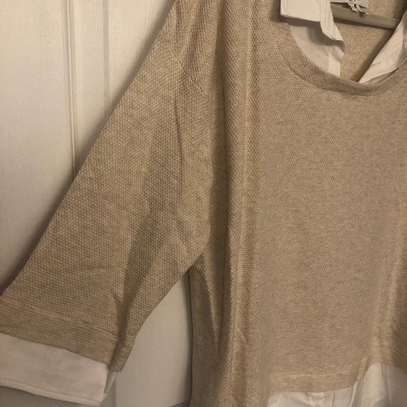 NWOT…Foxcroft Beige and white 2fer sweater top. Size XL. - Picture 9 of 11